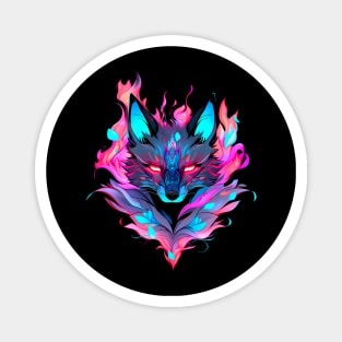 Fire fox, pink and blue Magnet